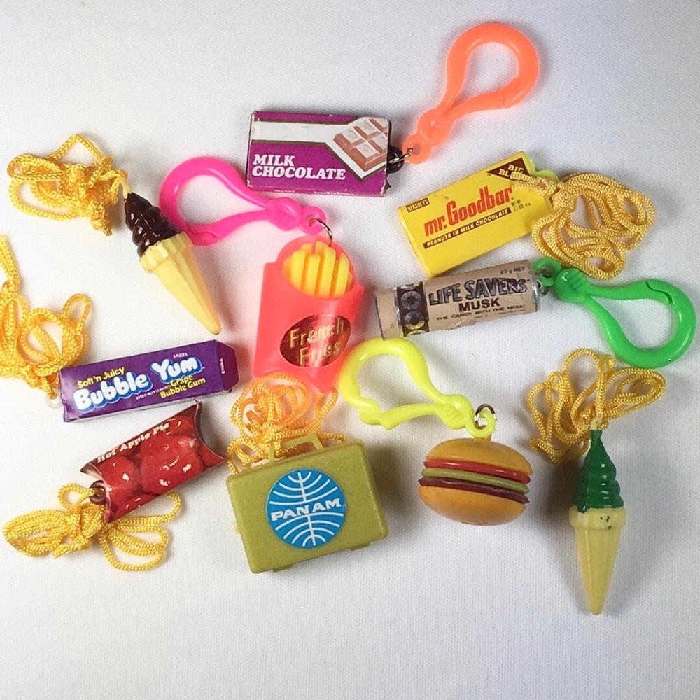 Vintage 80's Plastic Charms Necklaces No Bells NOS